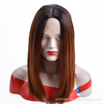 Aishili wholesale ombre 360 straight lace front wigs heat resistant synthetic wigs for black women